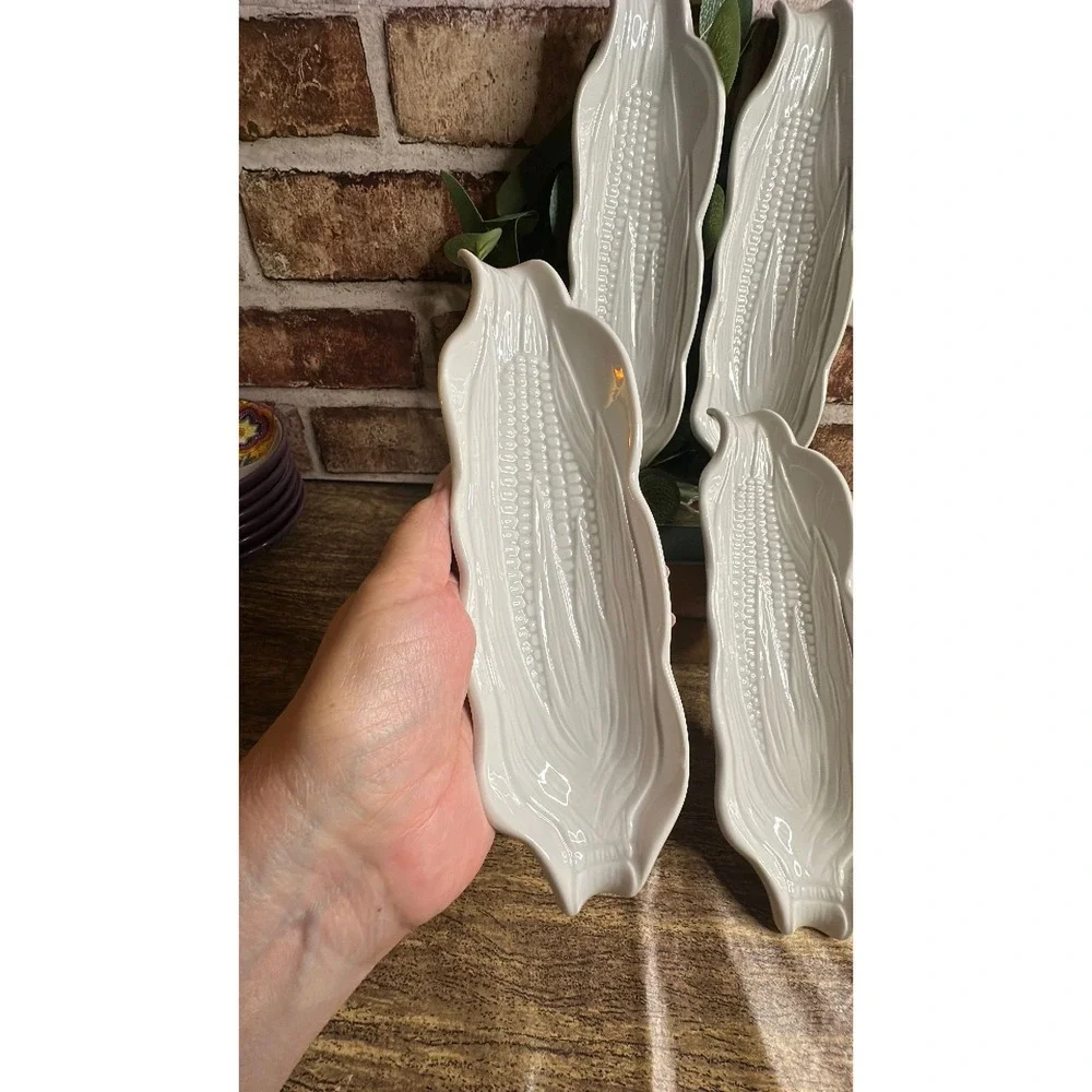 Set of 4 Vintage Pillivuyt France Porcelain Corn on the Cob Dishes